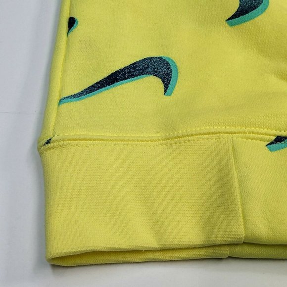Nike Sweatshirt Girl's Swoosh Sportswear 3D Print Hooded Yellow Blue DC3429-712 - Picture 4 of 9